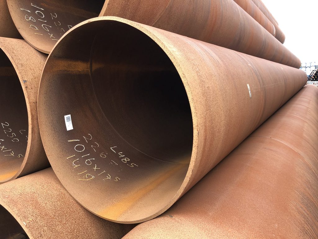Über 700 Tonnen spiralgeschweißte Rohre mit Ø 1016,0 x 17,5 mm