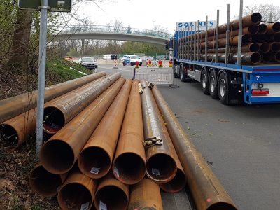 Neue Schutzrohrleitungen zur Erschließung eines Neubaugebiets in Bochum